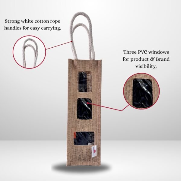 3-Slot Jute Wine Bag